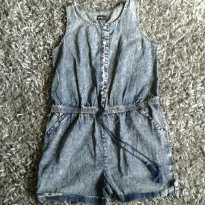 Girls Acid Wash Denim Romper Size 14/16